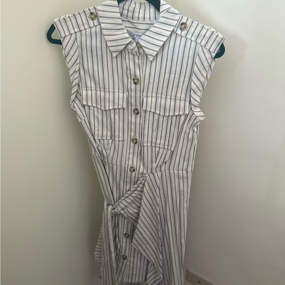 10 Crosby Derek Lam White and Black Striped Midi Dress